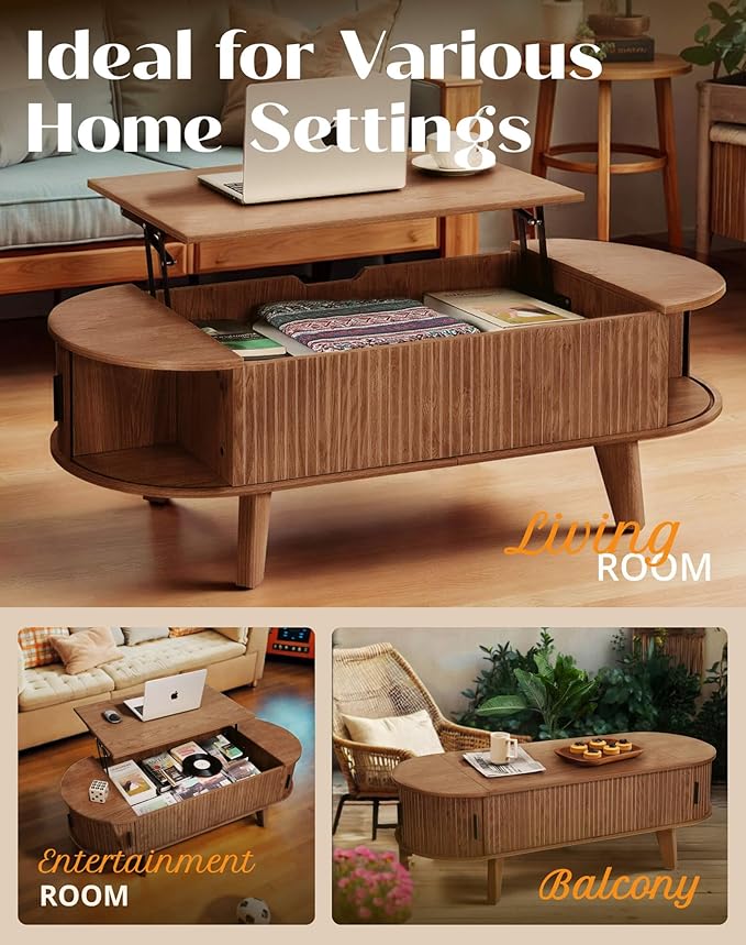 Oval Lift Top Coffee Table - Image 7