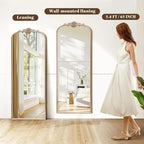 Besdomus Arched Mirror Full Length: 21"x56" French Champagne Gold Vintage Full - Image 6