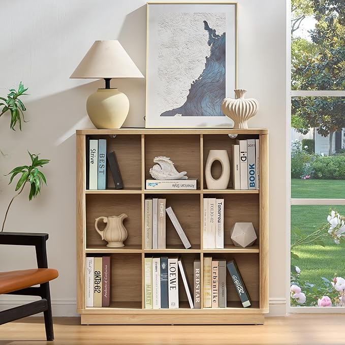 Joaxswe 9 Cube Storage Book Shelf, Modern Floor Standing 3-Tier Cubby Bookcase - Image 5
