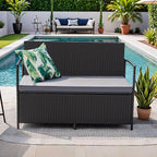 Greesum Patio Loveseat PE Rattan Wicker Outdoor Furniture - Image 2