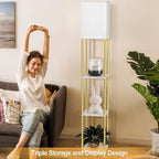 Floor Lamp with Shelves, Modern Corner Display Standing Column Shelf Lamp - Image 9