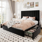 Allewie Queen Size Storage Bed Frame, Vertical Channel Tufted Adjustable - Image 9