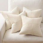 MIULEE Beige Throw Pillow Covers 18x18 Inch Set of 4 Boho Patchwork Cushion - Image 5