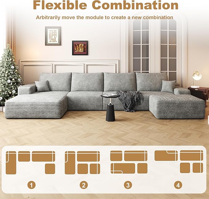136" Sectional Couches for Living Room Cloud Couch Sofa - Image 6