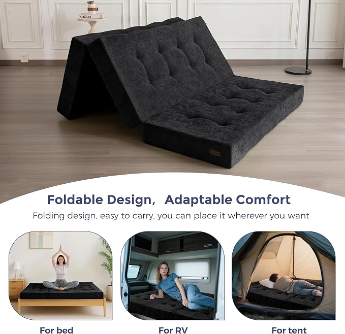 MAXYOYO 6" Folding Sofa Bed for Floor, Tufted Tri-Fold Floor Mattress - Image 9