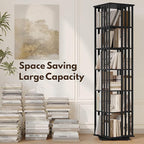 YOWOS Rotating Bookshelf Tower, 360° Display Spinning Bookcase, Bamboo - Image 4