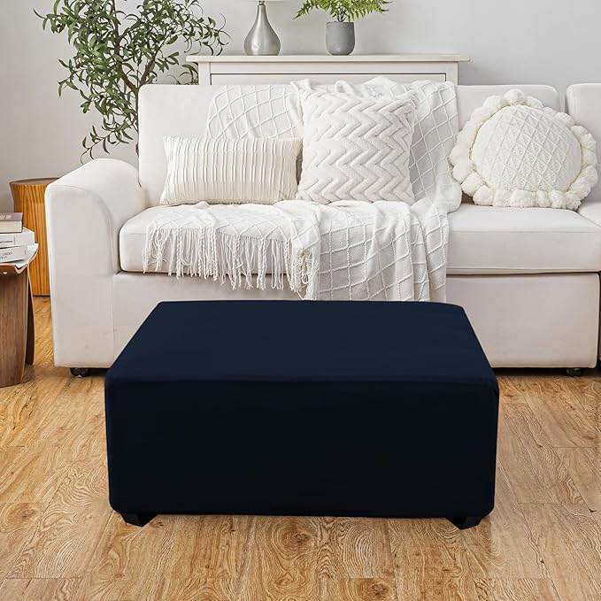 Super Stretch Ottoman Cover- Soft Form Fit Ottoman Cover Rectangular Ottoman - Image 2
