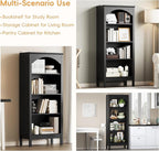 Arched Bookshelf with 4 Tier Open Shelves, Study and Living Room, Modern Black - Image 6
