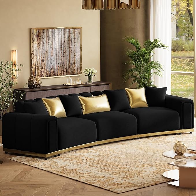 145" Oversized Velvet Chesterfield Sofa Sectional Couch by ModernSofaforLivingRoom