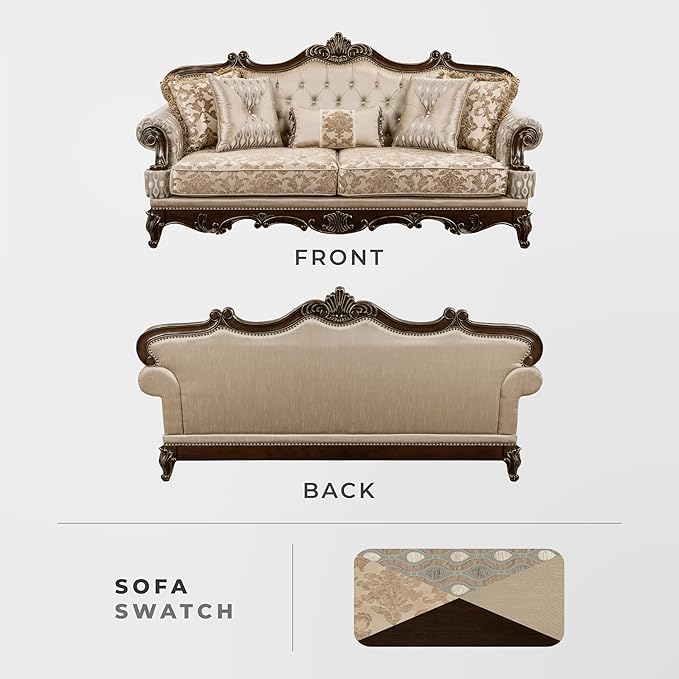 Lexicon Traditional Sofa Couch for Living Room, Rolled Arm Sofa - Image 4