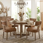 HNY Mid Century Modern Dining Chairs Set of 6, Farmhouse PU Leather Upholstered - Image 7