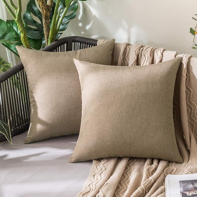 MIULEE Pack of 2 Decorative Outdoor Solid Waterproof Throw Pillow Covers Faux by MIULEE