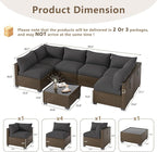 LOUVIXA 7 Piece Outdoor Patio Furniture Set, Outdoor Sectional Sofa, Wicker - Image 2