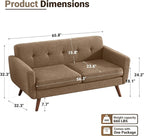 Tbfit 65" W Loveseat Sofa, Mid Century Modern Decor Love Seat Couches - Image 2
