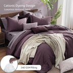 Monbix Super King Comforter Set, Italian Plum Cationic Dyeing Bedding Set - Image 3