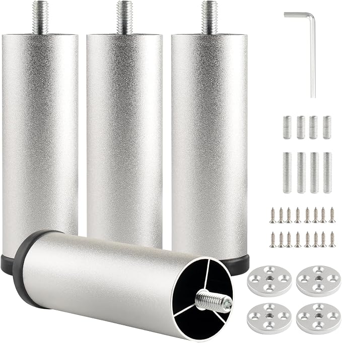Furniture Support Legs Silver 4.7 Inch Couch Legs Screw in M8 Replacement End by Unknown