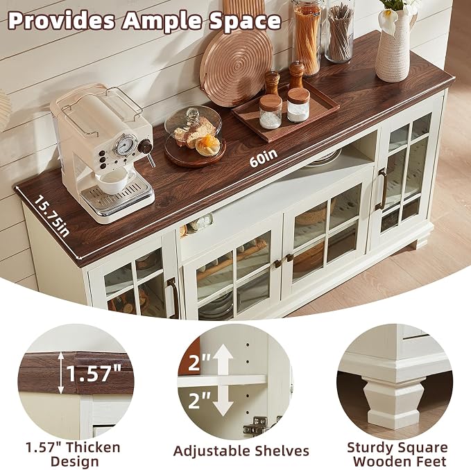 SAVOR LIFE Large Sideboard Buffet Cabinet - Image 7