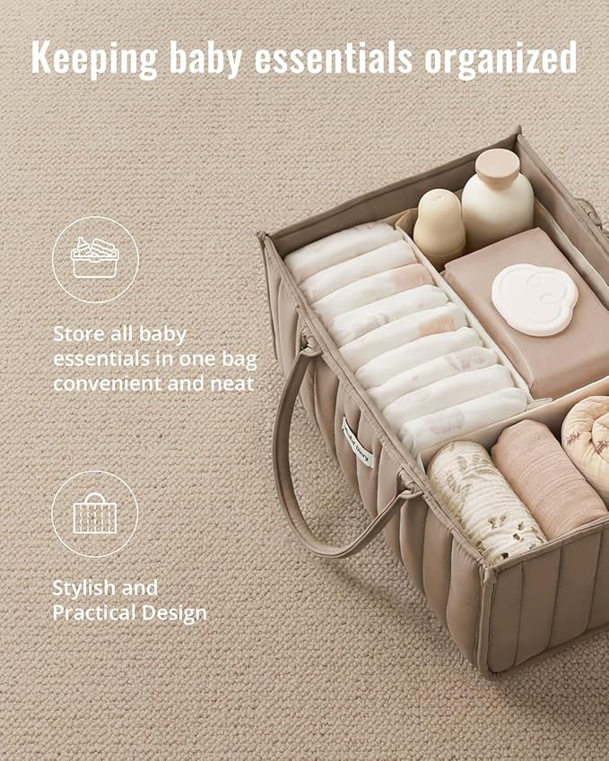 Blissful Diary Baby Diaper Caddy Organizer, Stylish Storage Basket - Image 4