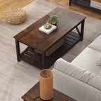 ChooChoo Farmhouse Coffee Table, Rustic Vintage Living Room Table - Image 3