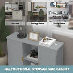TaoHFE Grey Kitchen Pantry, Modern Wooden Small Credenza Sideboard Coffee - Image 3