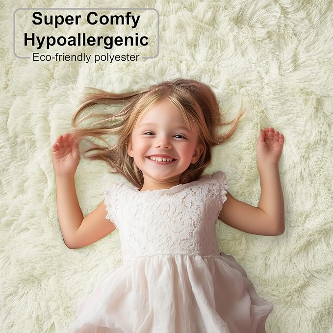 PAGISOFE White Fluffy Shag Washable Area Rugs - Image 7
