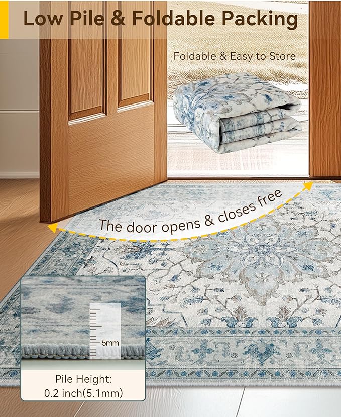 RELEANY Area Rugs 2'x9' Runner Rug Non Slip Washable - Image 4
