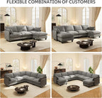 Ihanherry 139" U-Shaped Modular Sectional Couch, Oversized Cloud Sofa - Image 7