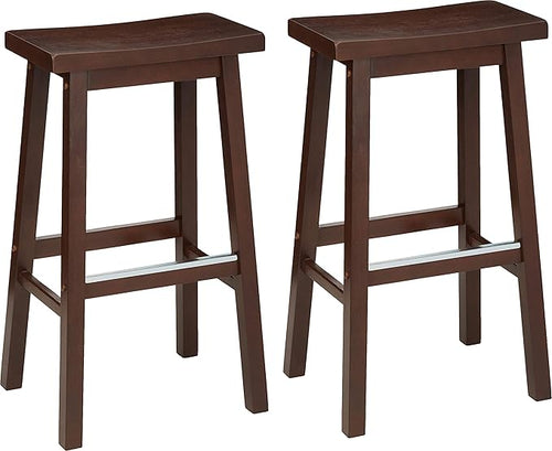 Amazon Basics Solid Wood Saddle-Seat Counter Height Bar Stools by AmazonBasics