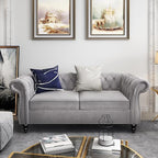 Mid-Century 2 Seater Sofa, Velvet Loveseat - Image 3