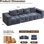 119" Oversized 3 Seater Boneless Couch, Comfy Cloud Modular Sectional Sofa - Image 2