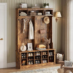 Wodeer Hall Tree with Bench and Shoe Storage, 6 Hooks, 12 Shoe Cubbies by WODEER