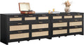 SICOTAS 7 Drawer Dressers for Bedroom Set 2, Long Rattan Dresser, Dresser TV by SICOTAS