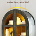 HNEBC Book Shelf with LED Lights, Arched Display Case with Storage Cabinet - Image 9