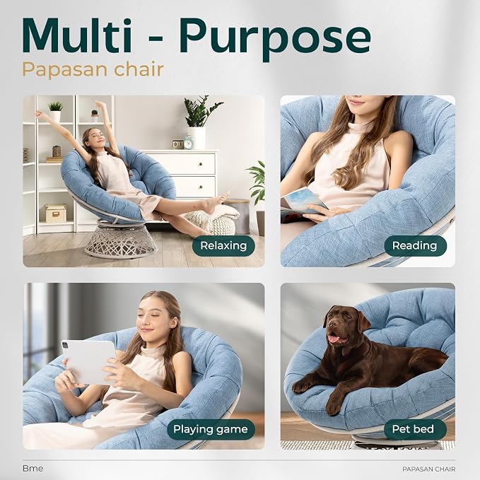 Bme 40" Ergonomic Wicker Papasan Chair - Image 6
