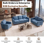 Kingfun Living Room Furniture Sets, 3 Seater Couch and Armchair, Mid Century - Image 5