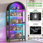 HNEBC Arched Book Shelf with Glass Doors, LED Bookcase with RGB Lights - Image 6