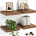 Fun Memories Floating Shelves for Wall, 9.3 Inch Set of 4 Rustic Wood Wall by FunMemories