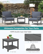 SERWALL HDPE Patio Sofa Set, 3-piece Sectional Outdoor Furniture Set, All - Image 6