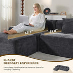 122" L Shaped Convertible Modular Couch, Cloud Couch Sectional - Image 6