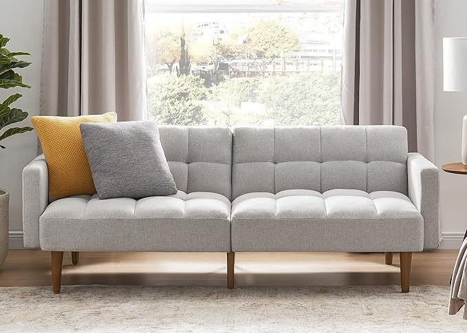 mopio Aaron 76.8" Couch, Small Futon Sofa Bed, Mid Century Modern Futon Couch by MopioInc