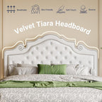 Allewie Queen Bed Frame with Adjustable Velvet Tiara Headboard, Upholstered - Image 6
