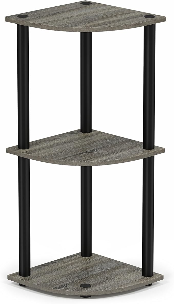 Furinno TURN-N-TUBE Corner Shelf, 3-Tier Corner Bookshelf, Display Storage - Image 4