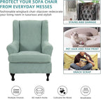 KRFOONN Stretch Wing Chair Slipcovers Jacquard 2 Piece Wingback Chair Covers - Image 7