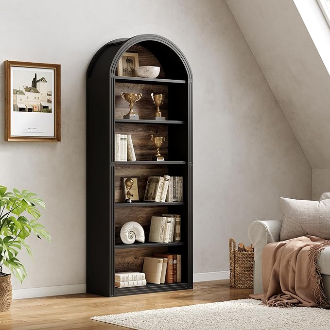 LITTLE TREE 6-Tier Bookcase, Large Freestanding Wooden Open Bookcase Bookshelf - Image 4