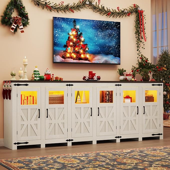 95.3" Large LED Farmhouse TV Stand - Image 3
