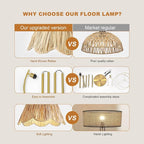 Oneach Arc Floor Lamp for Living Room, Rattan Boho Floor Lamp - Image 9