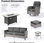 ovios 7 Pieces Patio Furniture Set, Outdoor Wicker Sofa Couch - Image 9