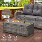 6 Pieces Wicker Patio Furniture Set Conversations Sets, 2 Outdoor 360° Swivel - Image 8