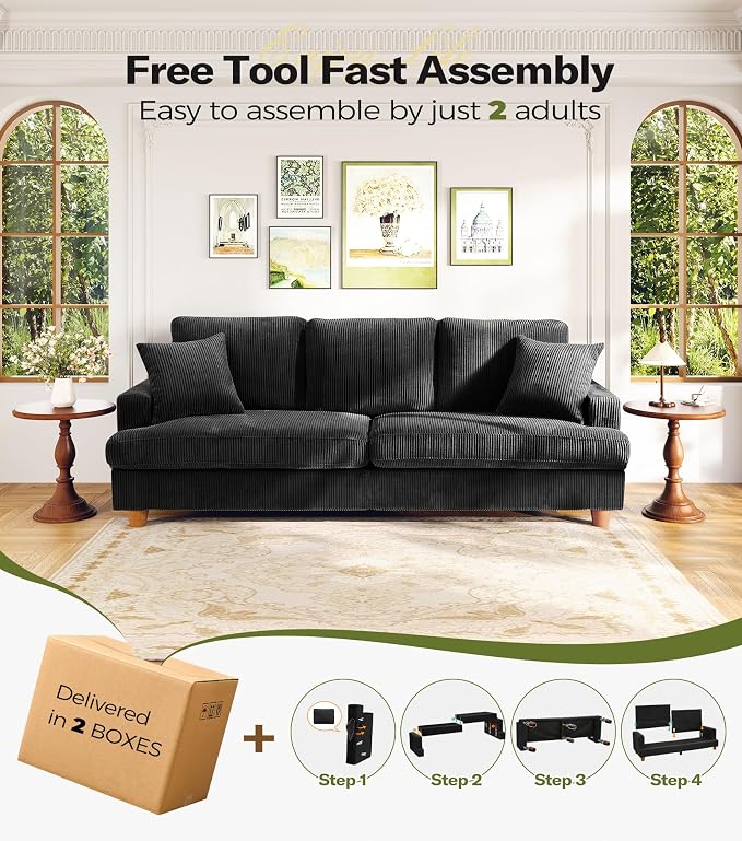 Kidirect 87in U Shaped Couch, Modular Sofa No Tool Assembly, Comfy Sectional - Image 9