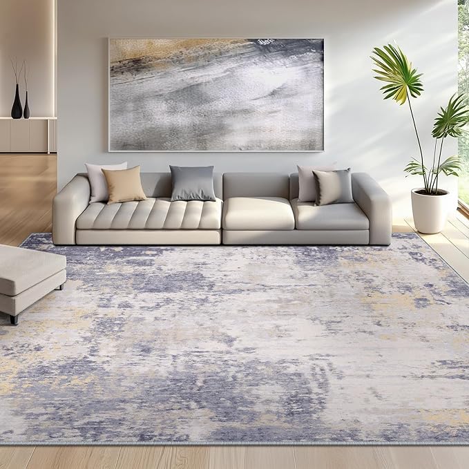 RELEANY Washable Area Rugs 9'x12' Non-Slip Modern Abstract Soft by RELEANY